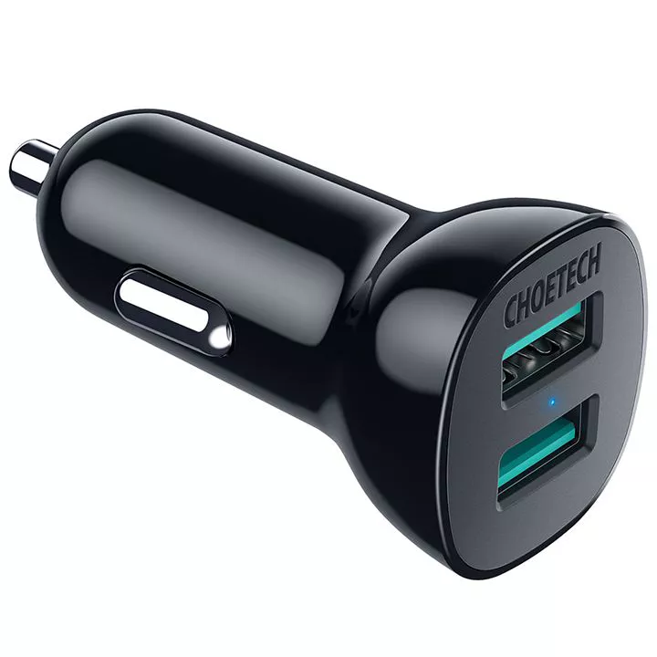 მანქანის დამტენი Choetech C0053 5V3.1A Dual USB-A შავი