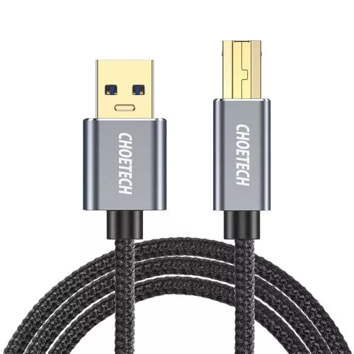 USB კაბელი Choetech AB0011 Type-B to USB 2.0 შავი
