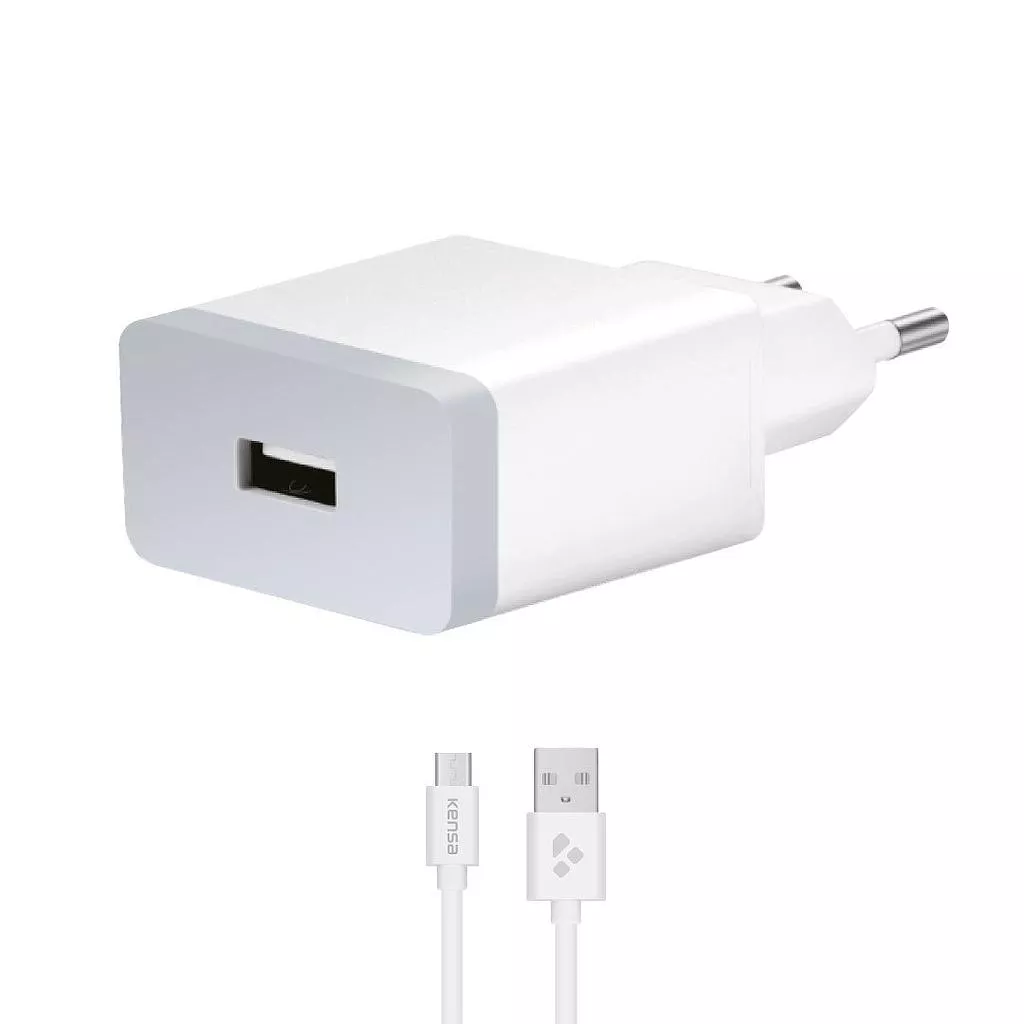 დამტენი USB Micro Kensa KN-60 10W - თეთრი
