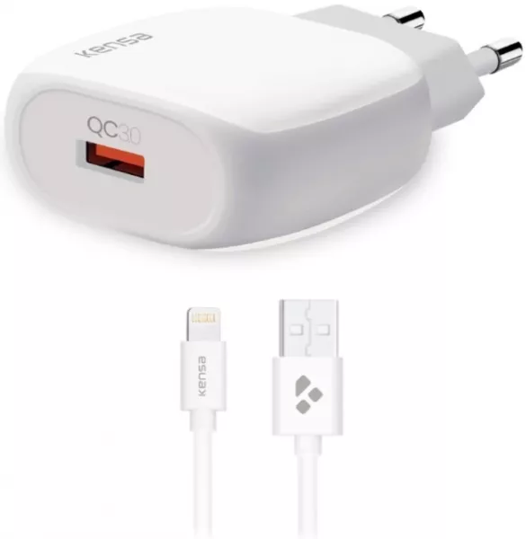 დამტენი USB Lighting Kensa PW-200 20W - თეთრი
