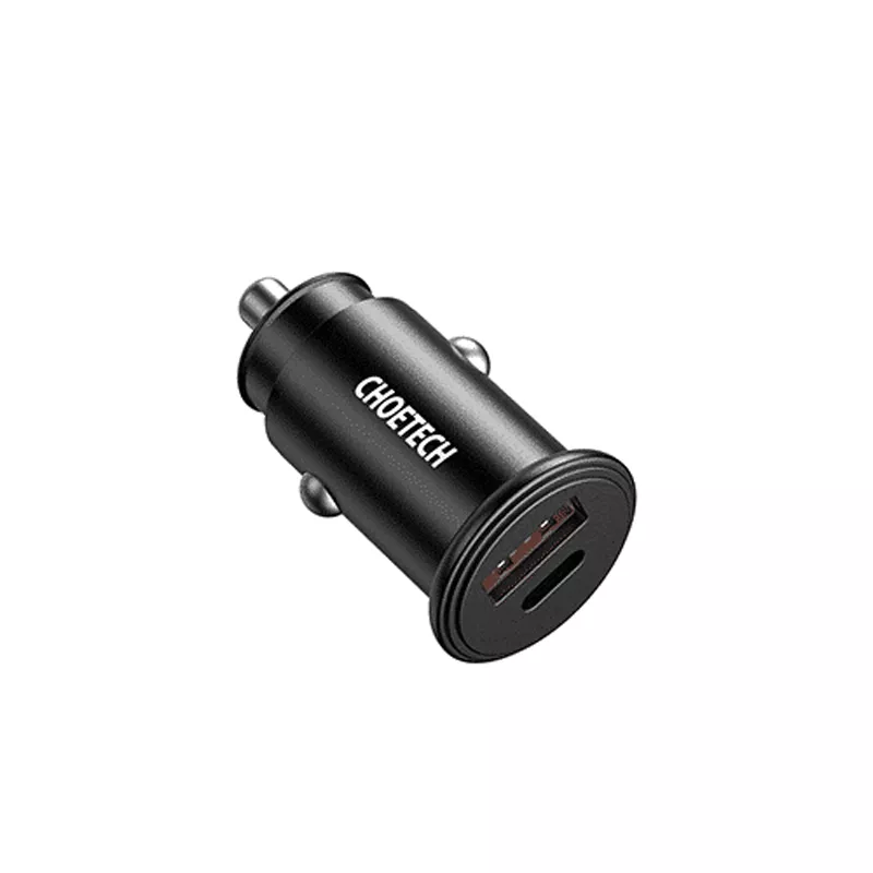 მანქანის დამტენი Choetech TC0006 30W USB-A / USB-C - შავი