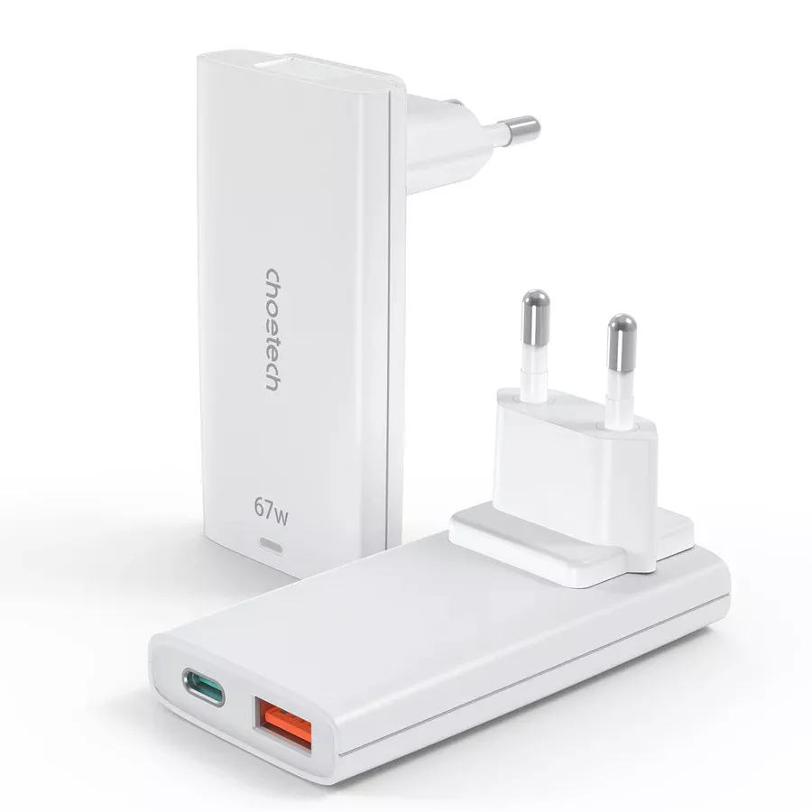 დამტენი Choetech PD6011 67W Type-C And USB Type-A - თეთრი
