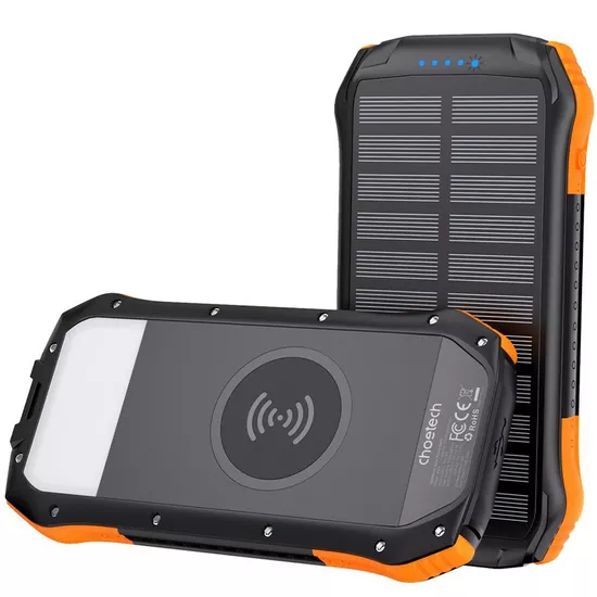 პორტატული დამტენი ChoetechChoetech B659 10000mAh Solar Power - შავი + Orange