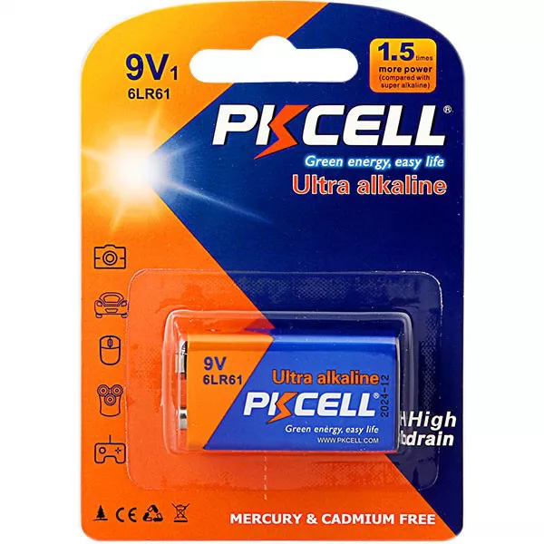 ბატარეა PKcell Ultra Alkaline Krona 1 ცალი (6942449513021)