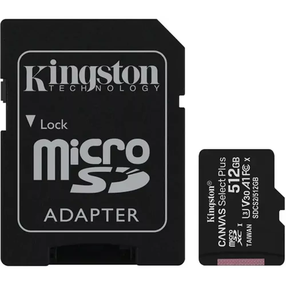 მეხსიერების ბარათი Kingston 512GB C10 UHS-I U3 A1 (SDCS2/512GB) - შავი