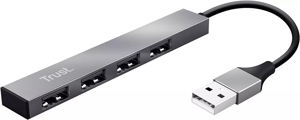 USB ჰაბი Trust Halyx Aluminium 4-Port (23786) - ვერცხილსფერი