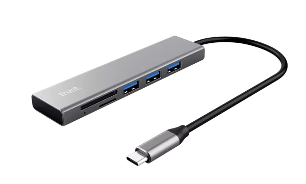 USB-C ჰაბი და ბარათის წამკითხველი Trust Halyx Fast (24191) - ვერცხილსფერი
