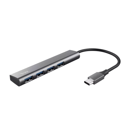 USB-C ჰაბი To 4-Port USB-A 3.2 Gen1 Trust Halyx (24948) - ვერცხილსფერი