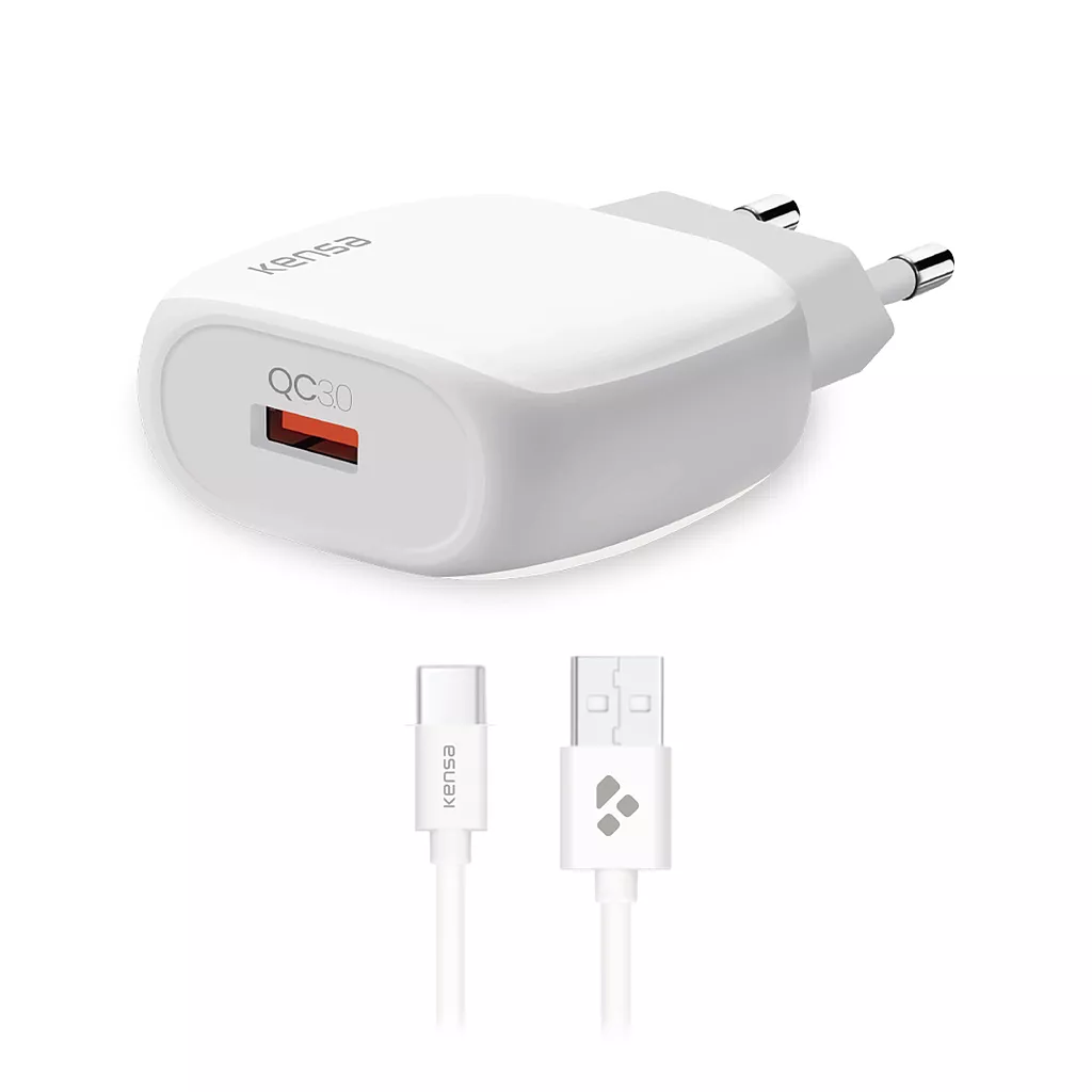 დამტენი With USB Type-C Cable Kensa PW-200 20W - თეთრი