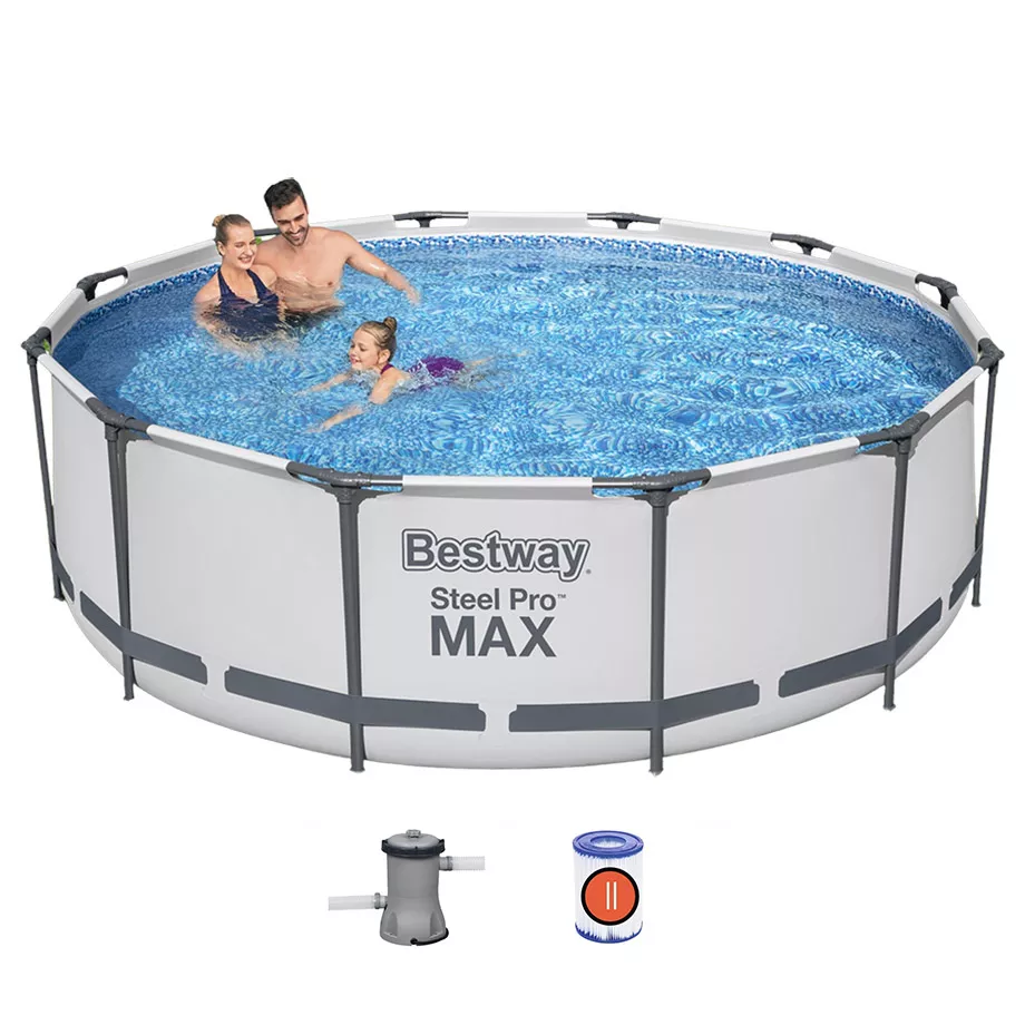 აუზი Bestway Steel Pro MAX with Filter 366x100 9150L (56260) - ნაცრისფერი