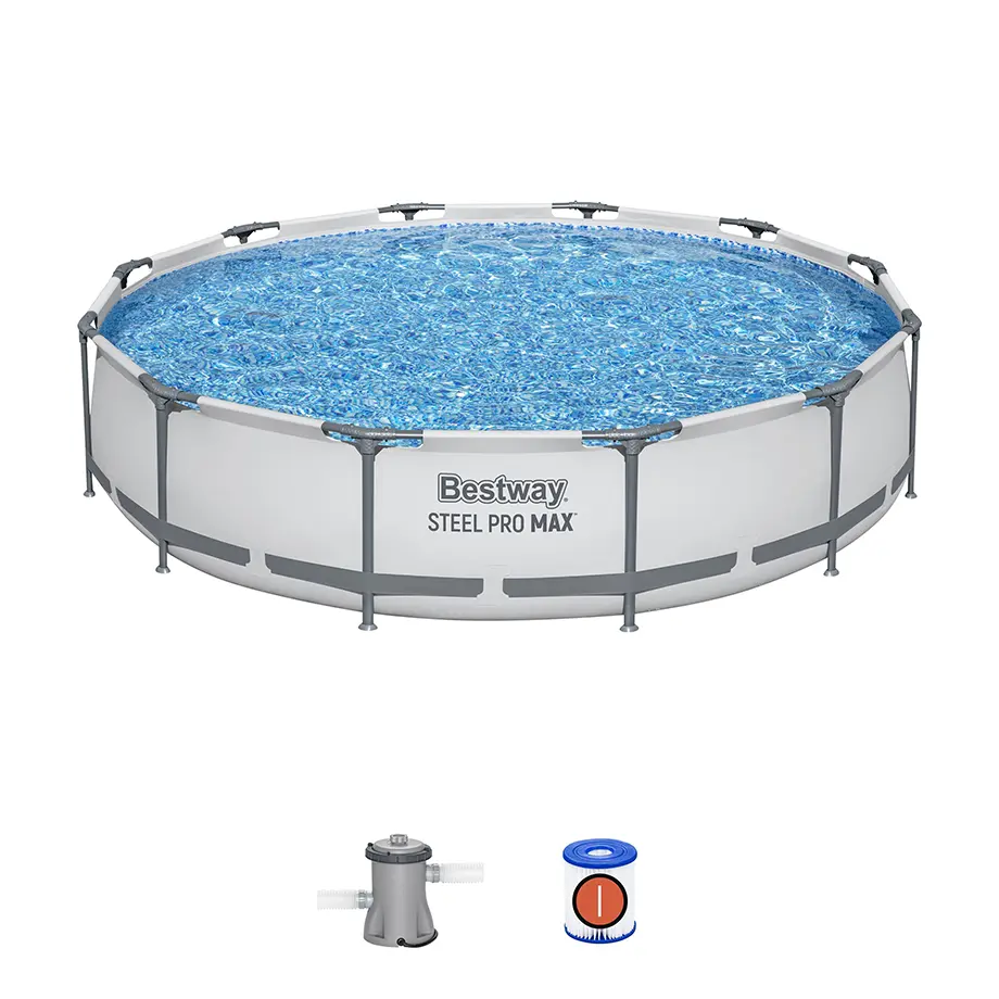 აუზი Bestway Steel Pro MAX with Cartridge 366x760 6473L (56416) - ნაცრისფერი