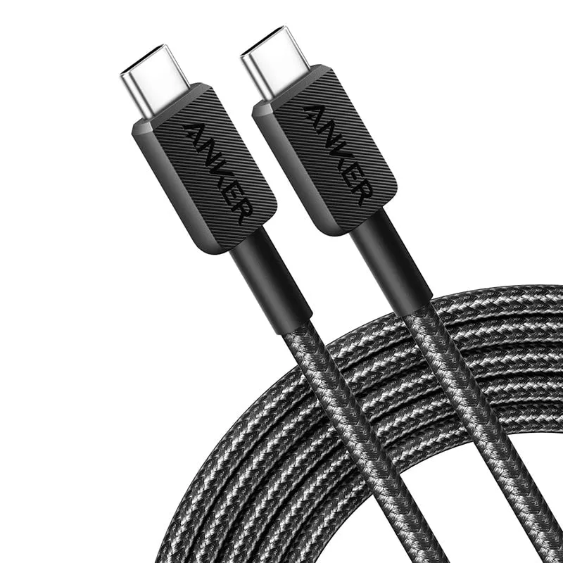 კაბელი USB-C / Anker 322 to USB-C Braided Cable 3m (A81F7G11) - შავი