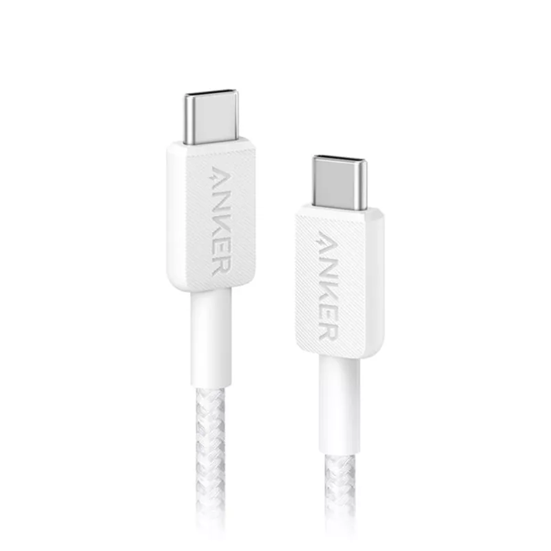 კაბელი USB-C / Anker 322 to USB-C Braided Cable 1.8m (A81F6H21) - თეთრი
