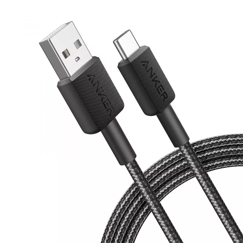კაბელი USB-A / Anker 322 to USB-C Braided Cable 0.9m (A81H5G11) - შავი