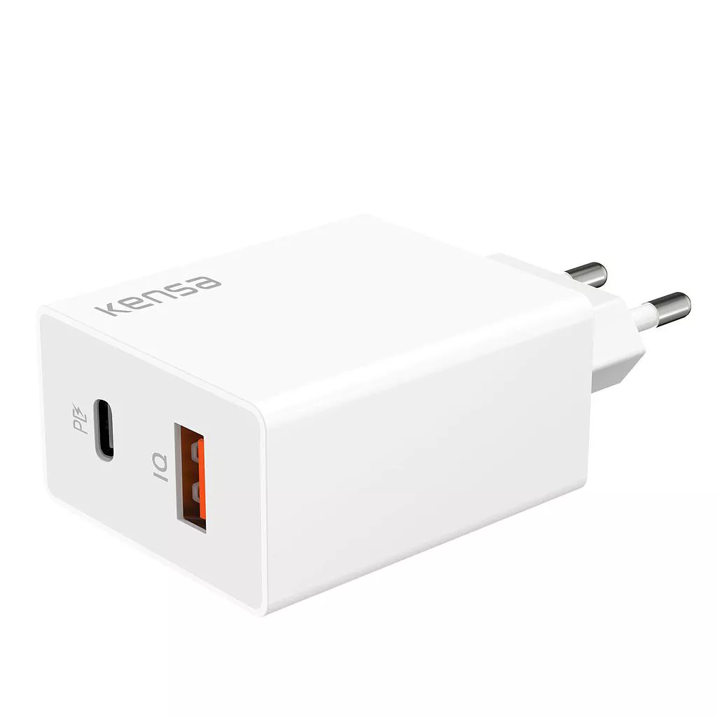 დამტენი Kensa QC-81 PD 50W with USB Type-C Cable - თეთრი
