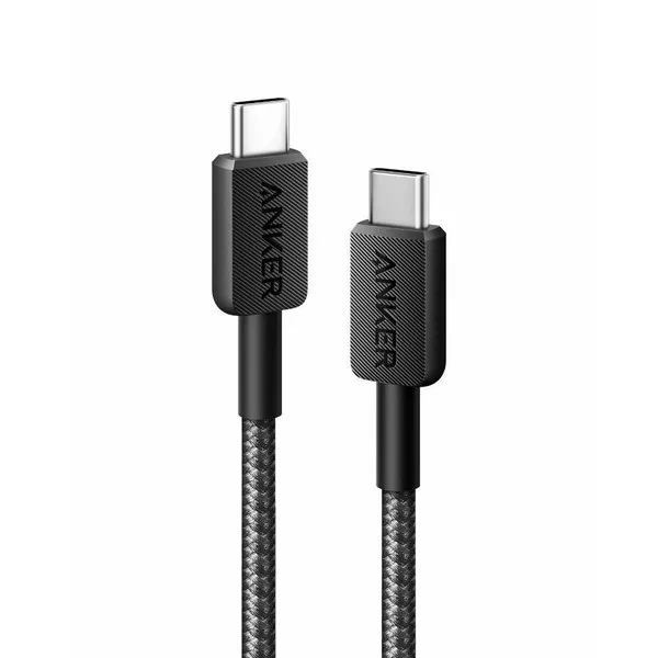 კაბელი USB-C / Anker 322 to USB-C Braided Cable 1.8m (A81F6H11) - შავი