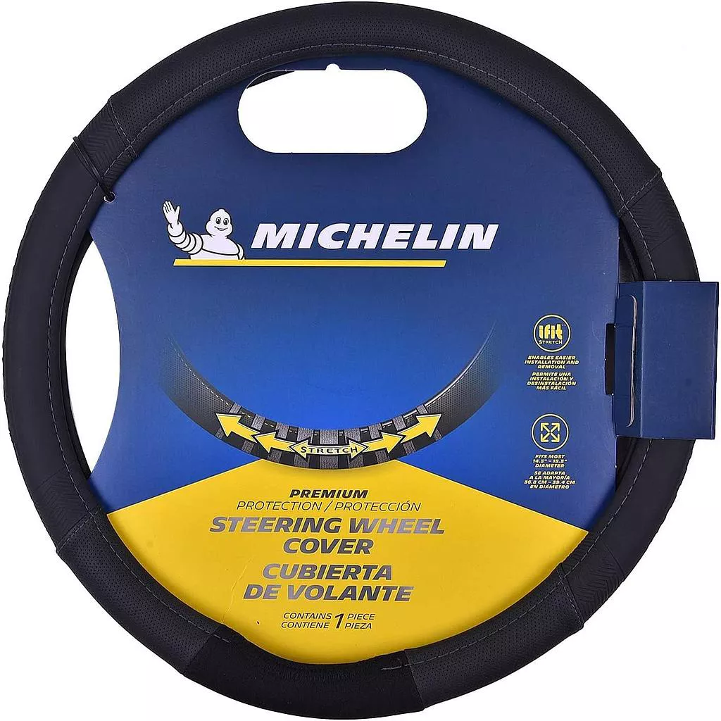 ავტომობილის საჭის ტყავის შალითა Michelin Ifit Premium Faux - შავი