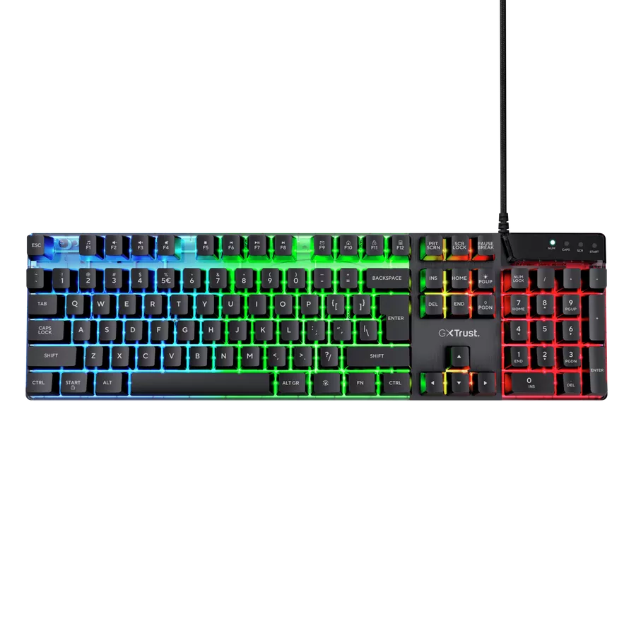 გეიმინგ კლავიატურა Trust GXT 835 Illuminated - შავი