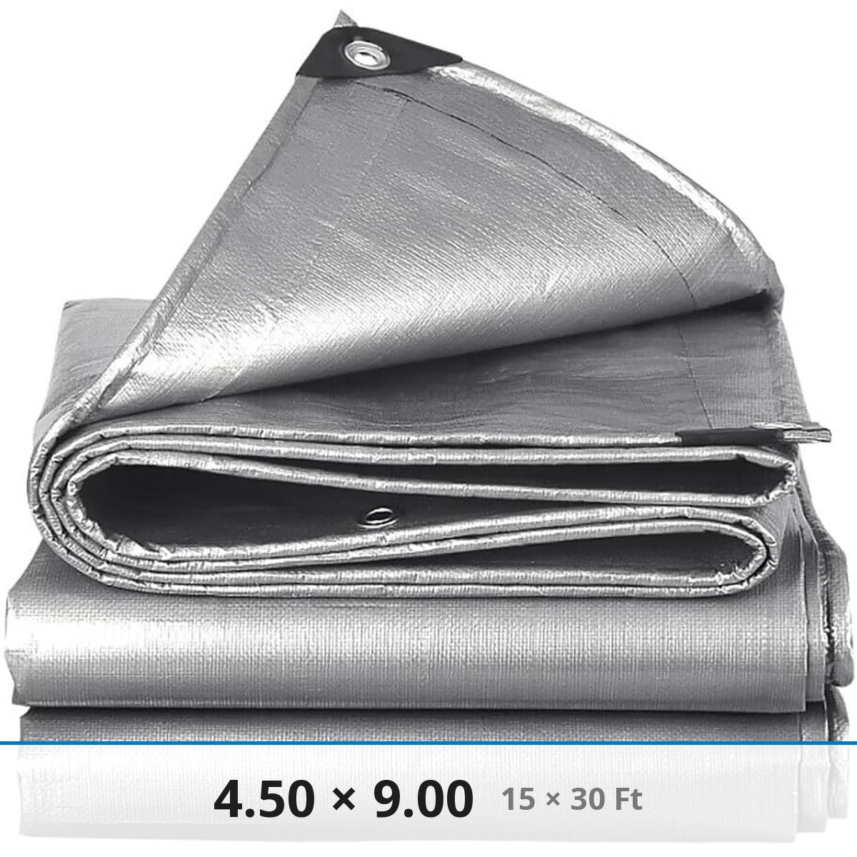 ტენტი ვერცხლისფერი 4.50 × 9.00 მ — სინთეზური წყალგამძლე