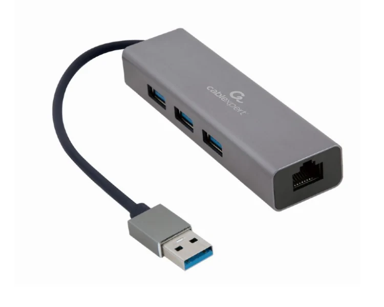 ადაპტერი Gembird A-AMU3-LAN-01 USB AM Gigabit network adapter with 3-port USB 3.0 hub