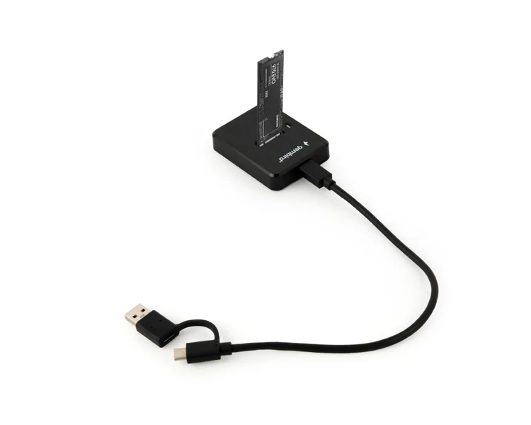 მყარი დისკის დოქ სადგური Gembird DD-U3M2 Desktop USB Type-C M.2 SATA & NVME SSD drive docking station black