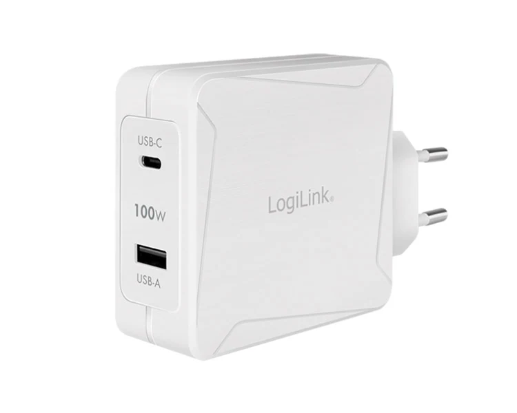 დამტენი Logilink PA0281 Dual USB charger set 1x USB-C 1x USB-A 100W white
