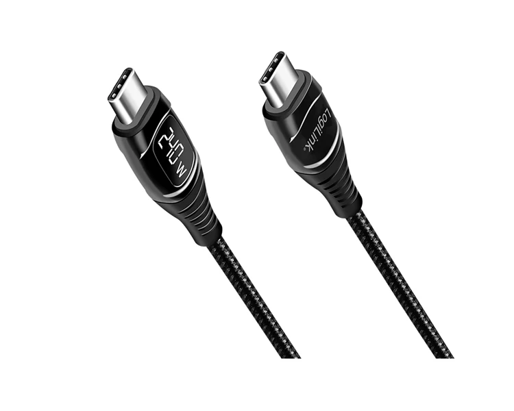 კაბელი Logilink CU0181 USB Type-C 240W PD Fast Charging Cable With E-Mark & Display 1m