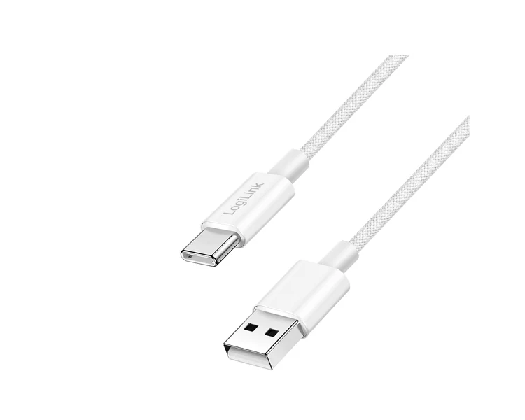 კაბელი Logilink CU0322 USB 2.0 to USB-C Cable 60W Nylon White 1.5m