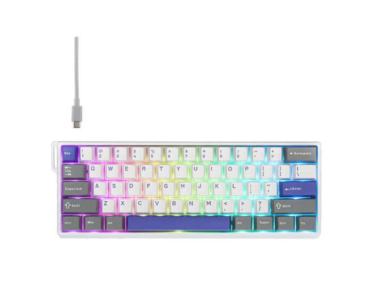 კლავიატურა AULA WIN60 HE MAX Edition RGB Wired Gaming Keyboard White/Grey/Blue (Wing Chun Magnetic Switch)