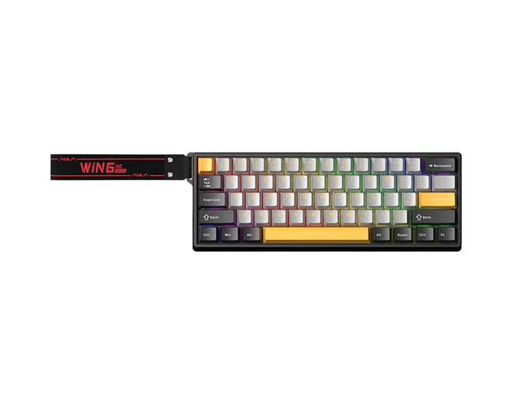 კლავიატურა AULA WIN60 HE MAX RGB Wired Gaming Keyboard Dark Grey/Light gray/Yellow (Wing Chun Magnetic Switch)