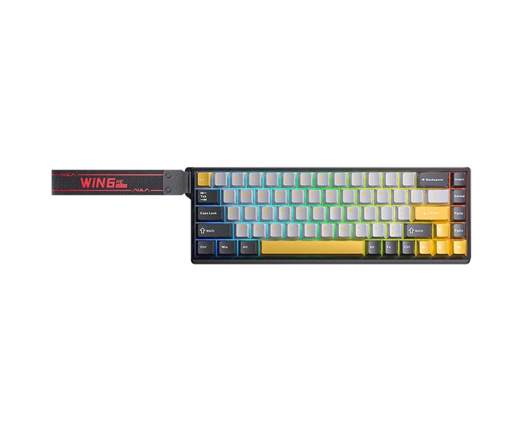 კლავიატურა AULA WIN68 HE MAX RGB Wired Gaming Keyboard dark Grey/light grey/Yellow (Wing Chun Magnetic Switch)