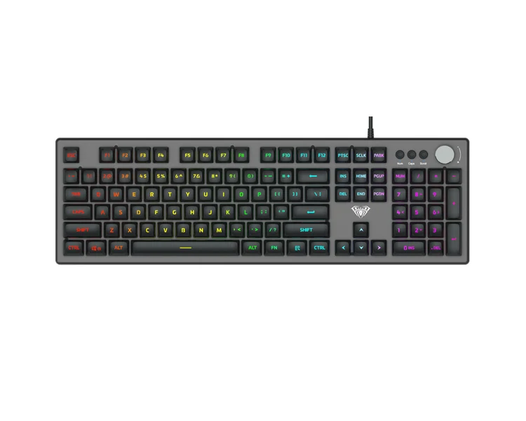 კლავიატურა AULA F2028 Wired RGB Keyboard Gray/Black keycap