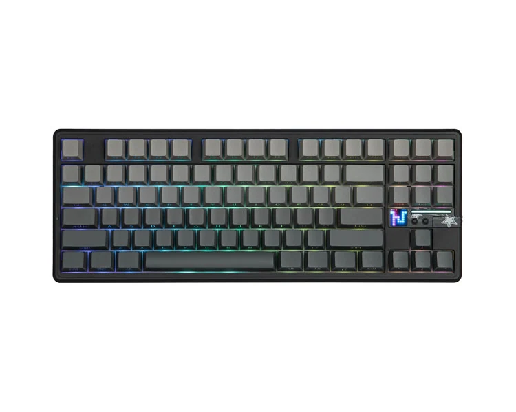 კლავიატურა AULA F87 PRO V2 Tri-Mode RGB Mechanical Keyboard Black/Gradient Grey (Gray Wood Switch V4)