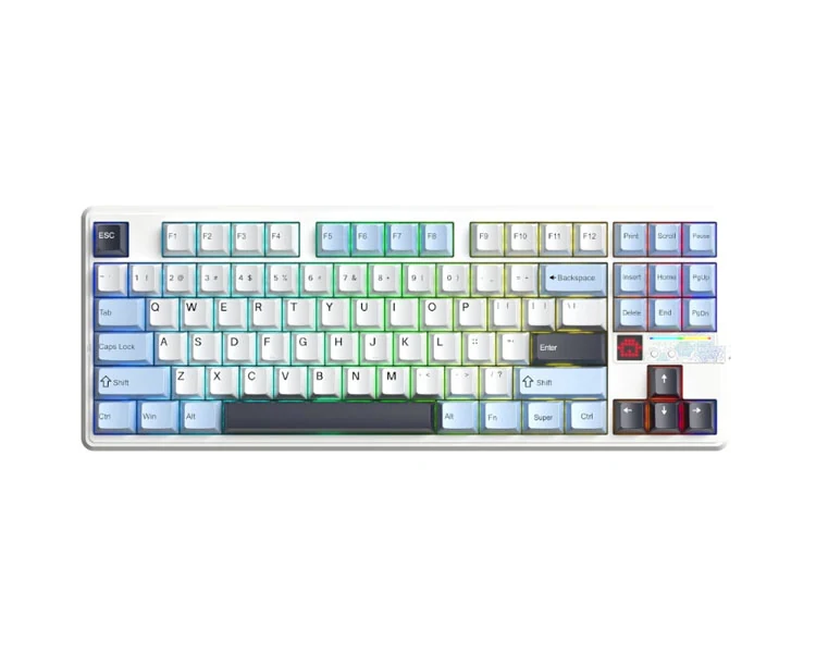 კლავიატურა AULA F87 PRO V2 Tri-Mode RGB Mechanical Keyboard Whire Light Blue/White/Dark Purple (Star Vector Switch)