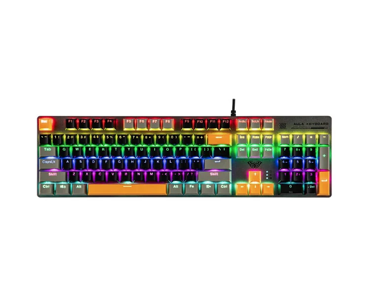 კლავიატურა AULA S500 Zoned RGB Wired Mechanical Gaming Keyboard Black/Grey/Yellow (Blue switch)