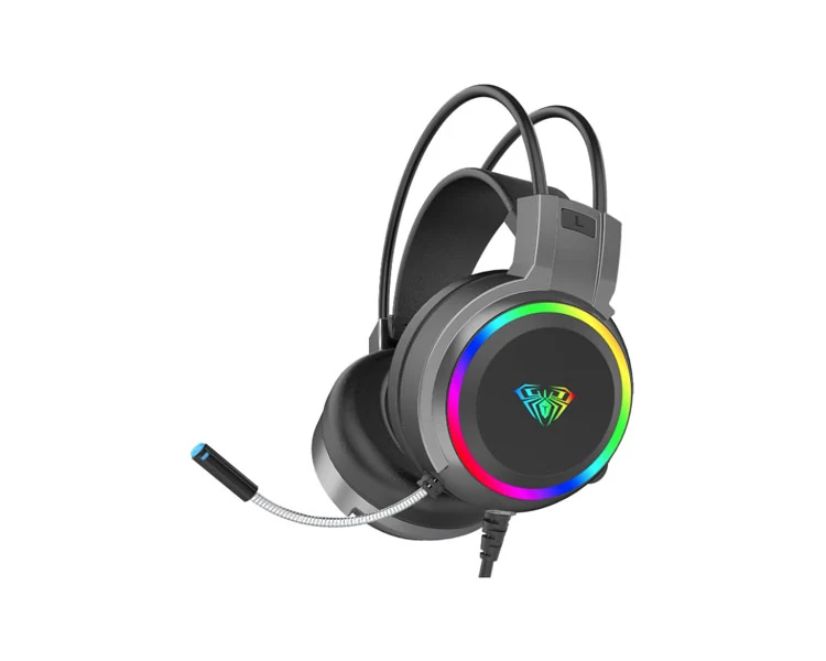 ყურსასმენი AULA S608 RGB Wired Gaming Headset With Adjustable Mic Black