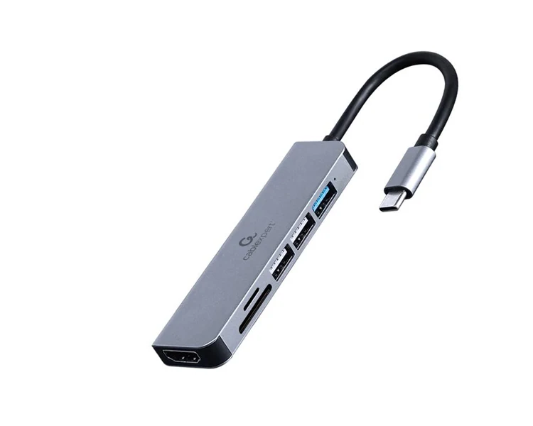 ადაპტერი Gembird A-CM-COMBO6-02 USB Type-C 6-in-1 multi-port Adapter (Hub+HDMI+card reader)