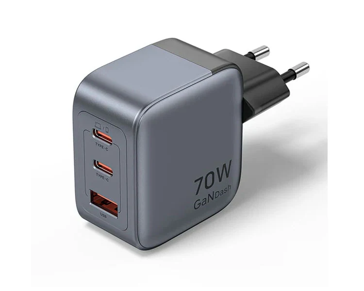 დამტენი Vention FEXH0-EU 2xUSB-C/USB-A GaN Charger (70W+70W+22.5W) Gray