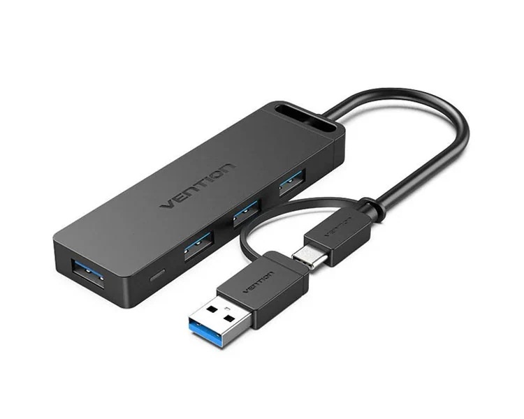 USB ჰაბი Vention CHTBB USB-C/USB 3.0 5-in-1 Hub 0.15m Black