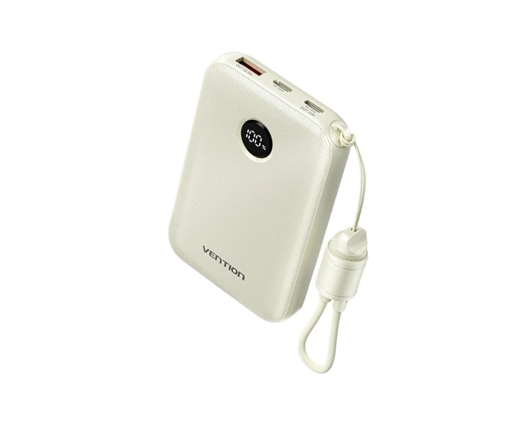 პორტატული დამტენი Vention FKAN0-C 10.000mAh Power Bank 22.5W With LED Display Beige