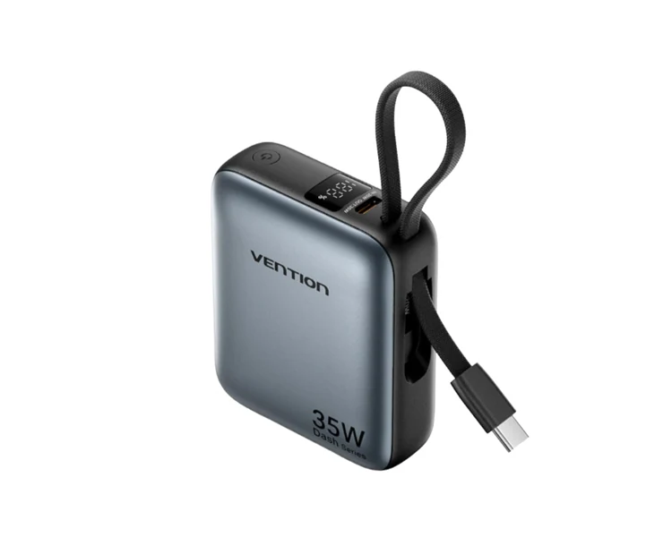 პორტატული დამტენი Vention FHEH0 10.000mAh Mini Power Bank 35W Grey