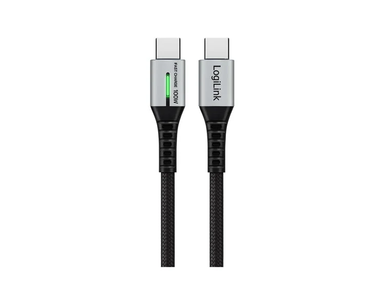კაბელი Logilink CU0424 USB 2.0 Type-C 480Mbps 100W LED Cable Black 2m
