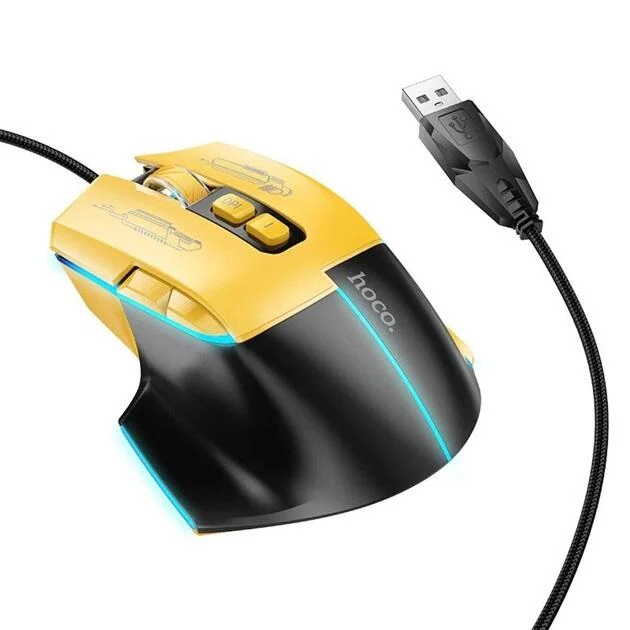კომპიუტერის მაუსი HOCO GM31 Overlord luminous black yellow