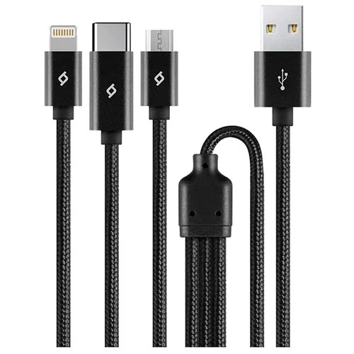 კაბელი Ttec Alumicable Trio USB-A - USB-C/Lightning/Micro USB Charge/Data Cable, 100 CM Black 2DK39S