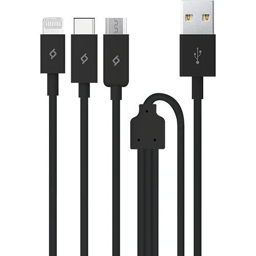 კაბელი Ttec Trio Charge / Data Cable , TYPE-C , Lightning , Micro USB , 120CM Black 2DK7521S