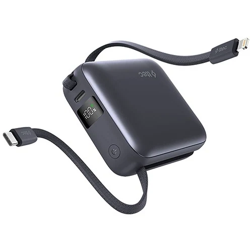 პორტატული დამტენი Ttec Recharger Mini LCD 10.000MAH PD 20W Powerbank With USB-C & Lightning Cable, Gray 2BB231GR