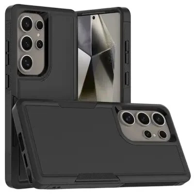 ტელეფონის ქეისი For Samsung Galaxy S25 Ultra Case 2-in-1 PC+TPU Shockproof Phone Cover - Black