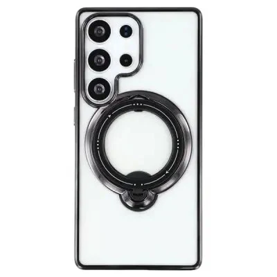 ტელეფონის ქეისი For Samsung Galaxy S25 Ultra Case Kickstand PC+TPU Magnetic Phone Cover - Black
