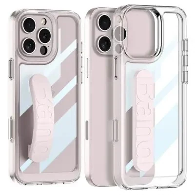 ტელეფონის ქეისი GKK For iPhone 16 Pro Max Crystal Clear Case Anti-Drop TPU+PC Phone Cover with Silicone Hand