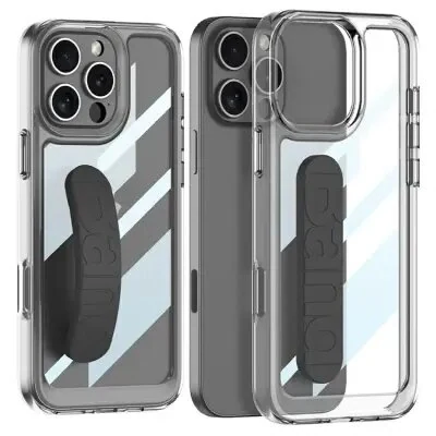 ტელეფონის ქეისი GKK For iPhone 16 Pro Max Crystal Clear Case Anti-Drop TPU+PC Phone Cover with Silicone Hand